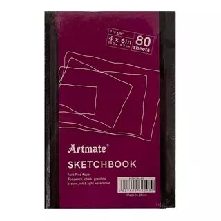 Cuaderno Artmate Sketchbook Boceto 10.2x15.2 Cm 80 Hjs 110gr Color Negro