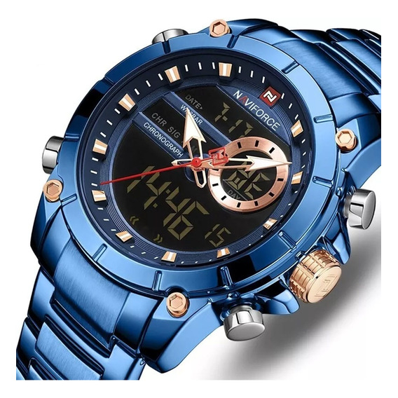 Reloj Naviforce Nf9163 Analóg-digital, Acero Inoxidable Azul