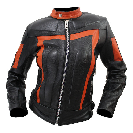 Chamarra De Piel Para Dama Con Protecciones Moto Ms21 Biker