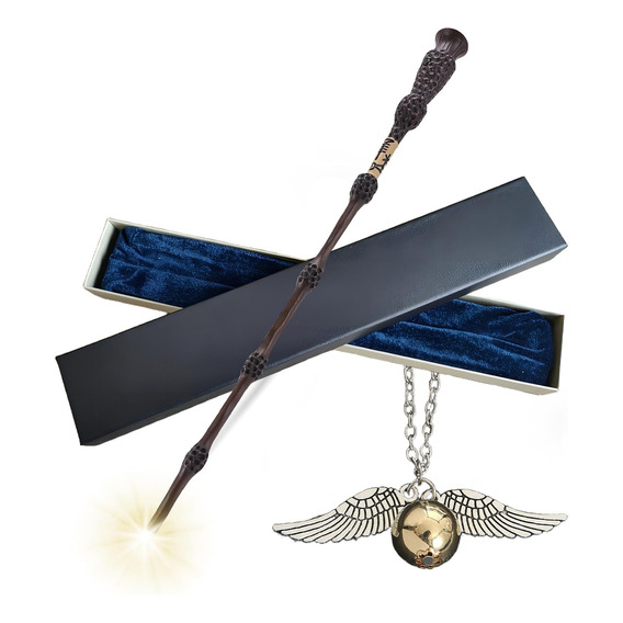 Harry Potter Glow Wand Box Set Collar Snitch Dorada