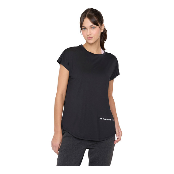 Polera Mujer Deportiva Color Negro Melange Corona