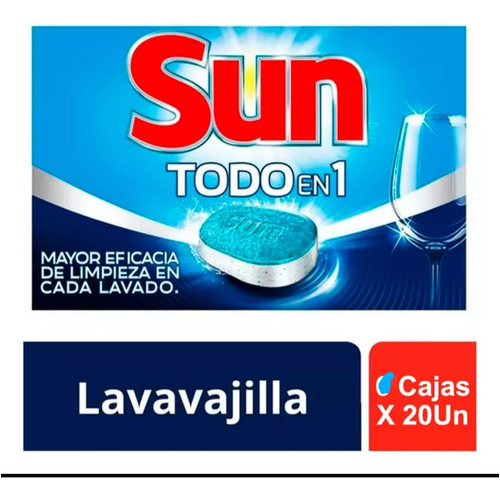 Detergente Sun Todo en 1 en caja 20 u 350 ml