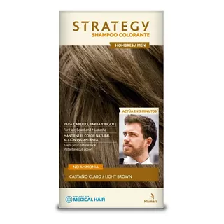 Shampoo Colorante Strategy Men Cabello, Barba Y Bigote 5 Min
