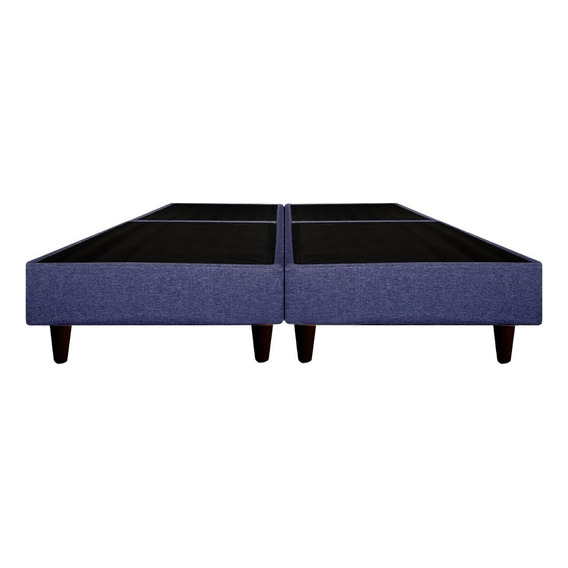 Base Cama Box Tapiz Praga Madera Tapiz King Size Lino Azul