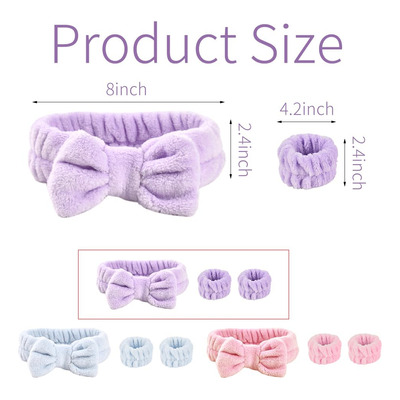 9pcs Lavado De Cara Diadema Muñequera Set Bowknot Diad...