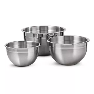 Set X3 Bowl Acero Inoxidable Batidor Reposteria Reforzado