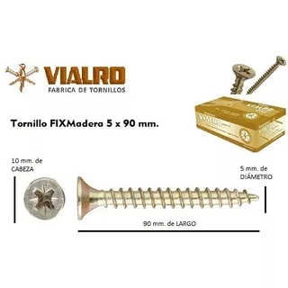 Tornillo Fix Para Madera Vialro 5 X 90  Mm - Caja X 200 U.