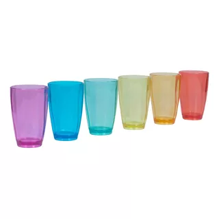 50 Vaso Plástico Acrílico Nuevos Transparente Colores 410 Ml