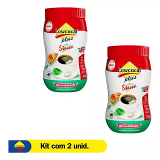 Kit Com 2 Adoçante Lowçucar Plus Com Stévia Em Pó Pote 300g