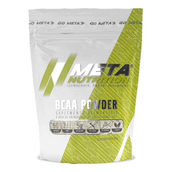 Bcaa Powder Meta Nutrition 300 Gramos 60 Servicios Sabor Sin Sabor