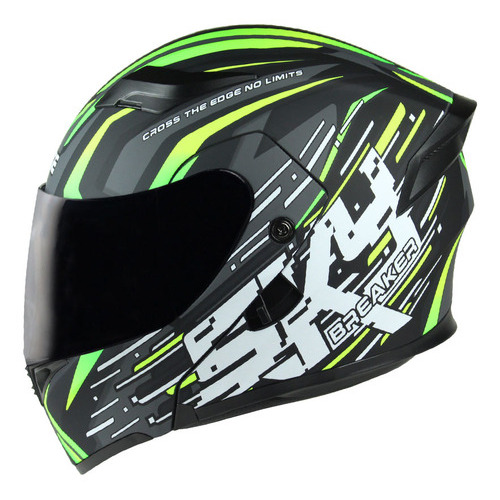 Casco Abatible Para Moto Edge Boss Skybreaker Certificadodot Color Gris/Verde Tamaño del casco XXL