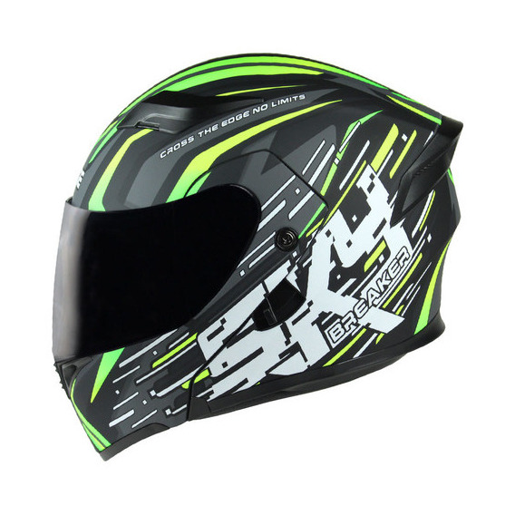 Casco Abatible Para Moto Edge Boss Skybreaker Certificadodot Color Gris/Verde Tamaño del casco XXL