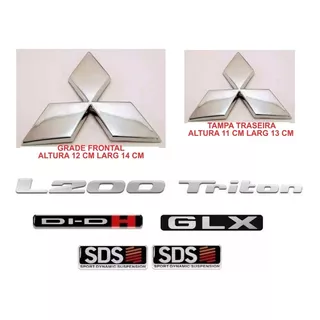 Kit Emblemas L200 Triton 2008/2017 Glx Didh Sds C/logos 7 Pç