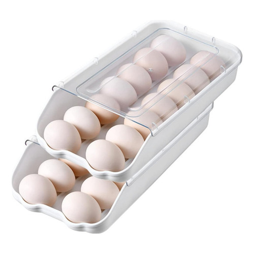 Caja De Almacenamiento De Huevos Bandeja Plástico Huevera Color Blanco