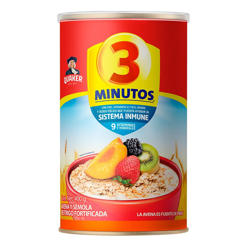 4 Pzs Quaker Avena En Hojuela Natural 3 Minutos 400gr