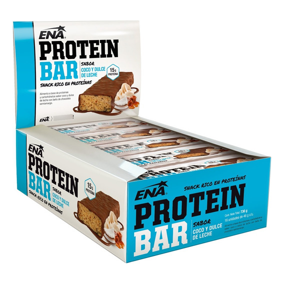 Protein Bar - Suplemento En Barra Proteica - Ena Caja X16u Sabor Coco Y Dulce De Leche