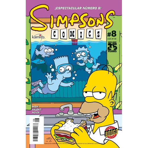Simpsons Comics 8, De Matt Groening / Jason Ho / John Delaney. Editorial Kamite, Tapa Blanda En Español, 2014