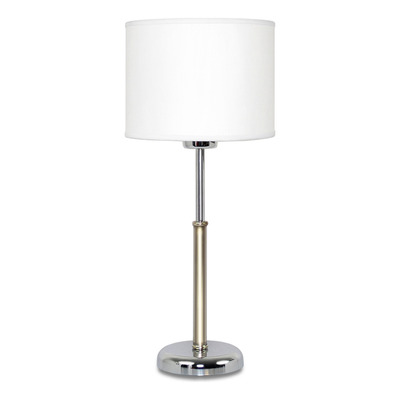Velador Lampara De Mesa Acero Civic E27 Con Pant 20cm Lino