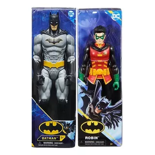 Super Pack 2 Piezas Figuras Dc Batman + Robin Spin Master