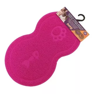 Tapete Porta Comedouro Litter Mat Trap P/ Gatos Emborrachado Cor Rosa