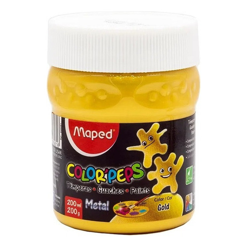 Tempera Pintura Maped Pote 200ml Colores Metal Metalizados Color Oro