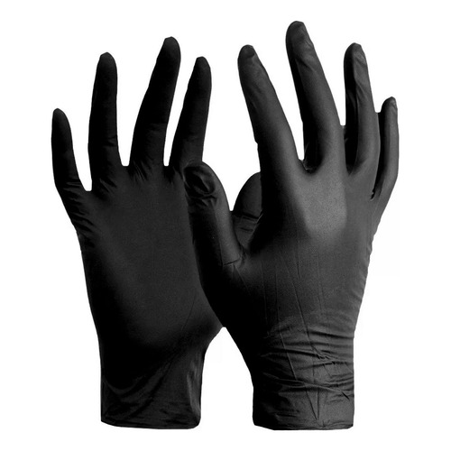 Guantes Nitrilo Negro Printex Reforzados Anmat X 100 Talle S