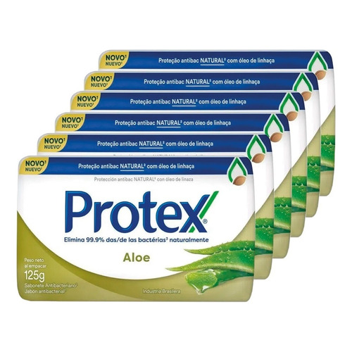 Protex Pack 06 Jabón Antibacterial Aloe Vera 125gr C/u