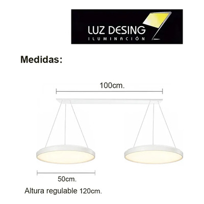 Colgante Led Moderno Blanco Doble Orion Control Remoto Ld Blanco