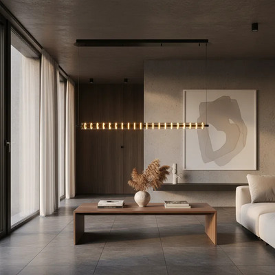 Colgante Led Sidney L 32w Negro Deco Moderno 1,54mt  Negro