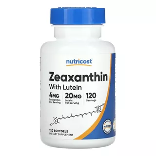 Zeaxantina Con Luteína, 20 Mg 120 Softgels Nutricost Sabor Natural