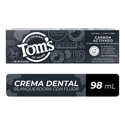 Toms Of Maine pasta dental carbón activado con flúor 98mL