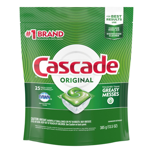 Detergente para lavavajillas Cascade Original actionpac fresh en pack 25 u