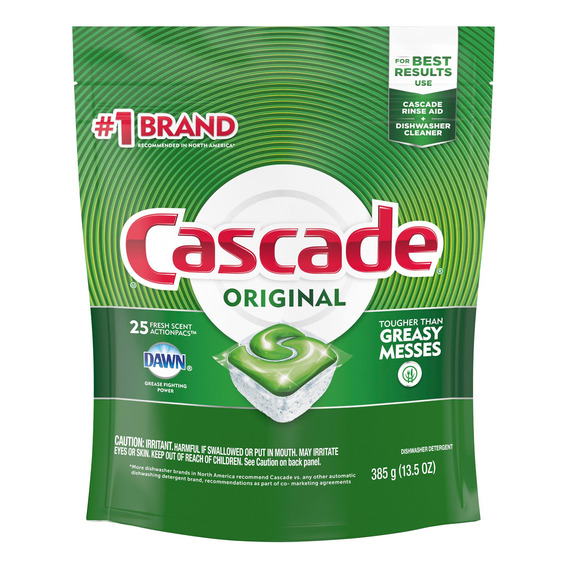 Detergente para lavavajillas Cascade Original actionpac fresh en pack 25 u