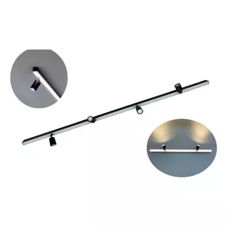 Perfil Led Sobrepor Pontual Preto 2m + 4 Spots Linear Luz