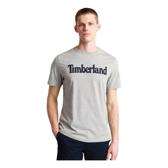 Remera Logo Timberland Hombre Gris Claro