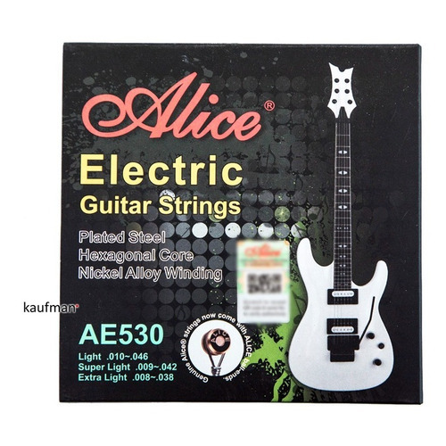 Cuerdas Guitarra Eléctrica Alice Set 6 Cuerdas 10-46 Níquel