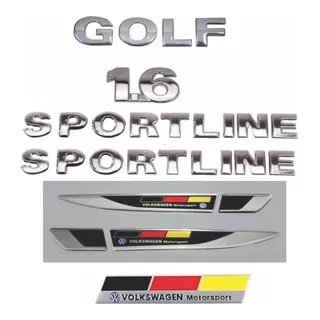 Emblema Golf+1.6+ Sportline+ Motorsport Lateral Kit 6 Peças