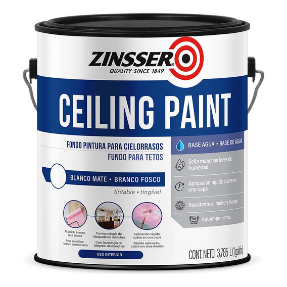 Ceiling Paint Base Agua Blanco Zinsser Brochable 3,785 L