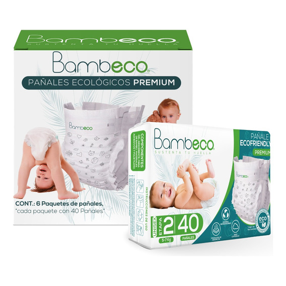 Pañales Desechables Ecológicos Para Bebé 240 Piezas Etapa 2 Género Sin Género Talla 5 - 7 Kg