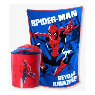 Kit Mantinha Com Balde Marvel Spider Man Zona Criativa Cor Azul-turquesa Desenho Do Tecido Homem Aranha