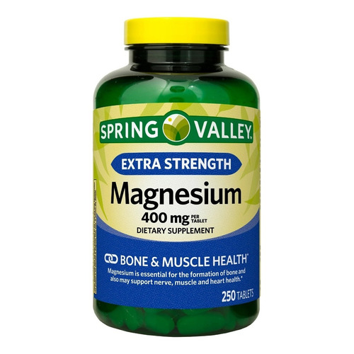 Magnesio 400mg (250 Tabletas) Alta Potencia Spring Valley Sabor Sin sabor