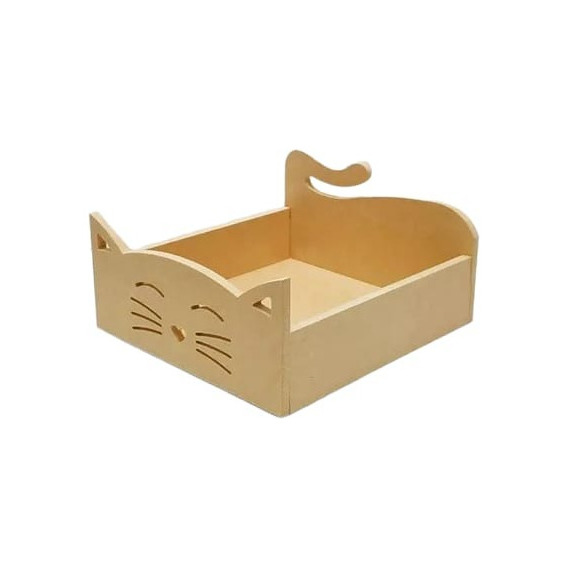 Gato Caja Decorativa Guacal De Madera Para Regalo Sorpresa