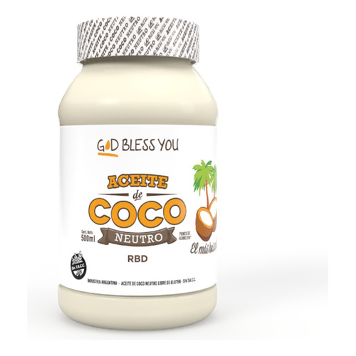 Aceite de coco God Bless You neutro 500ml