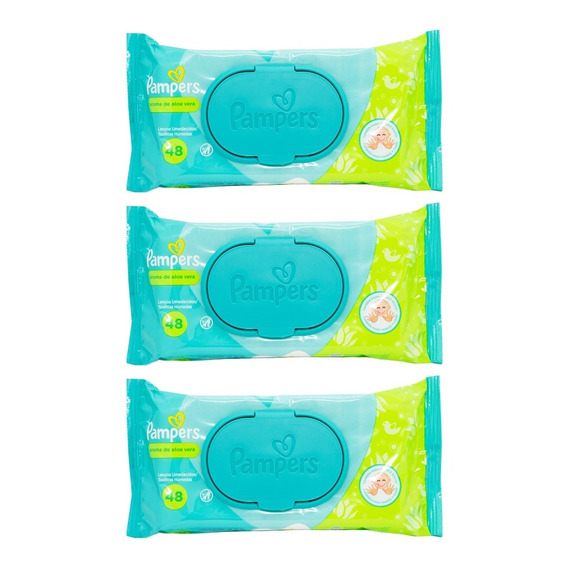 Pampers Kit X3 Toallitas Húmedas Aroma Aloe Vera Bebes 