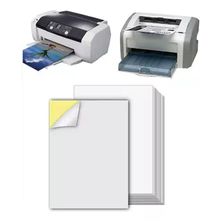 Papel Adhesivo Brillante Blanco Carta 100 Hojas Etiquetas