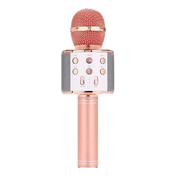 Microfono Karaoke Inalambrico Con Bluetooth Y Bocina Altavoz Color Rose gold