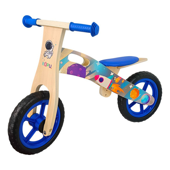 Bicicleta De Aprendizaje Equilibrio Madera Azul Niño / Lhua