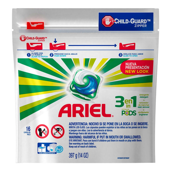 Detergente Ariel Power Pods 3en1 16 Cápsulas 397g