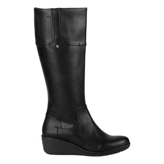 Bota Casual Cuña Mujer Negro Tacto Piel Stfashion 10703903