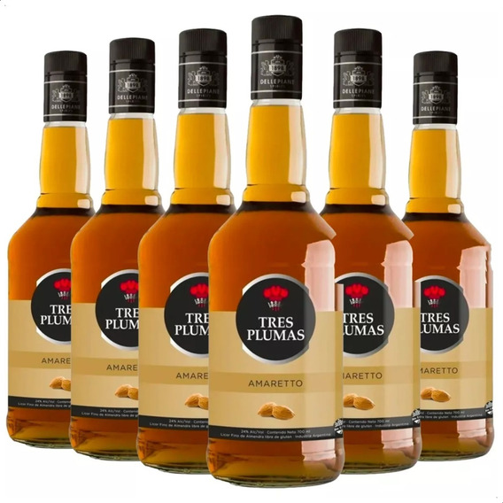 Licor Amaretto Tres Plumas 700ml X6 Unidades